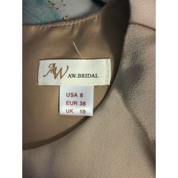 AW BRIDAL 8 M taupe pink Ginevra satin formal bridesmaid maxi dress NEW B125 - Picture 7 of 8